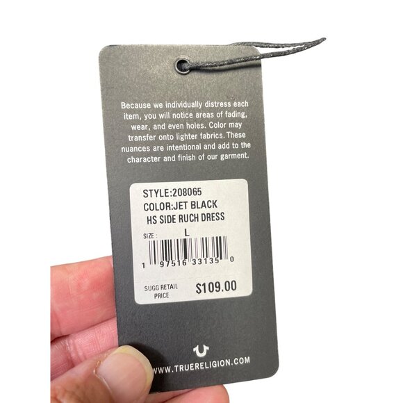 True Religion Womens Black HS Side Ruch Dress Size L SKU 9080 - Picture 4 of 11